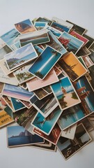 Obraz premium Assorted travel postcards featuring scenic landscapes coastal views and cityscapes
