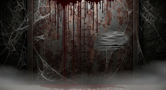 Horror-themed background with dripping blood and eerie spiderwebs, creating a terrifying and suspenseful atmosphere for Halloween or scary designs.