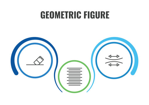 geometric figure outline icon set. thin line erase, stretch, center alignment icons. editable vector