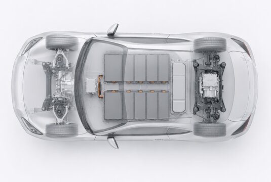 Electric Vehicle Platform with Transparent Car Body Overlay
