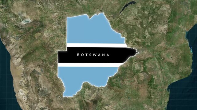 Botswana Map With Flag Animation