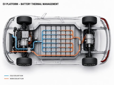 Electric vehicle battery thermal management system technical diagram