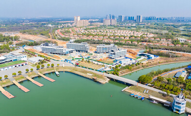 Obraz premium Hong Lian Lake Training Base Aerial View, China