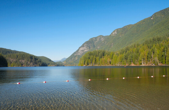 Buntzen Lake during a fall season in Anmore, British Columbia, Canada