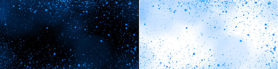 Blue cosmic dust particles on black and transparent split frame showing deep space nebula starfield effect. © MatStudio