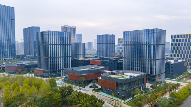 Wuhan Modern Technology Park Complex Aerial View with Contemporary Architecture