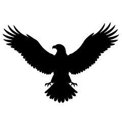Fototapeta premium Silhouette of eagle with outstretched wings, concept of freedom and power 