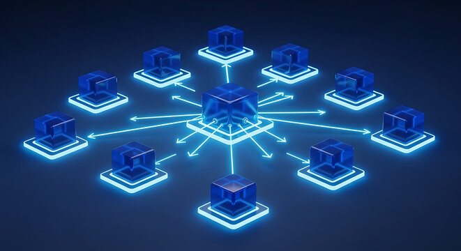 Central server unit connected to multiple digital peripheral nodes with connection technology infrastructure computing communication internet connectivity information database hardware