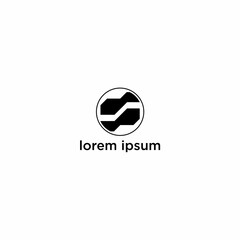 A graphic design of a logo with a wave symbol and lorem ipsum text on a white background © uzumaki