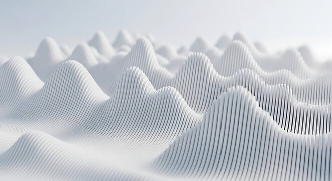 Abstract white landscape with rolling dunes and wave pattern landscape abstract patterns minimalist topography geometric background structure monochrome