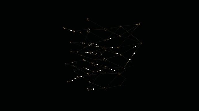 Golden signal pulses inside a dark neural network. Premium AI and finance data background