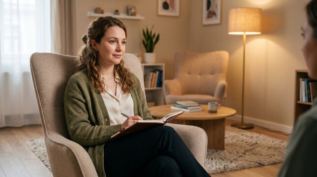 Female psychologist listening to patient