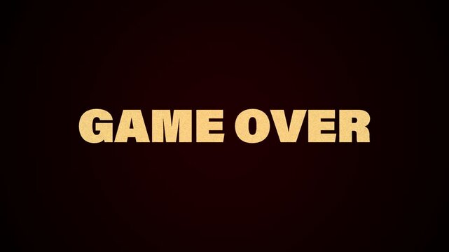 Animated burning Game Over text effect featuring dramatic visuals for gaming and competition themes. Perfect for defeat screens, level endings, esports content, game cinematics