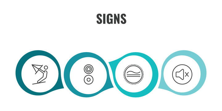 signs outline icon set. thin line kitesurf, reason, is congruent to, mute icons. editable vector