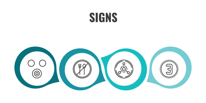 signs outline icon set. thin line therefore, no food, radiation, there exists icons. editable vector