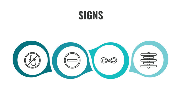 signs outline icon set. thin line do not touch, traffic, infinity, align center icons. editable vector