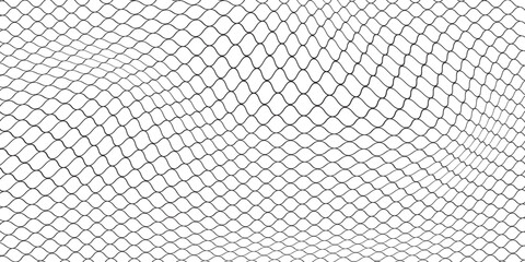 Fishing or soccer net. Repeated hexagon pattern. Black wired mesh texture isolated on white background. Metallic or fabric fence, cage or lattice structure. Vector graphic Illustration. © subang