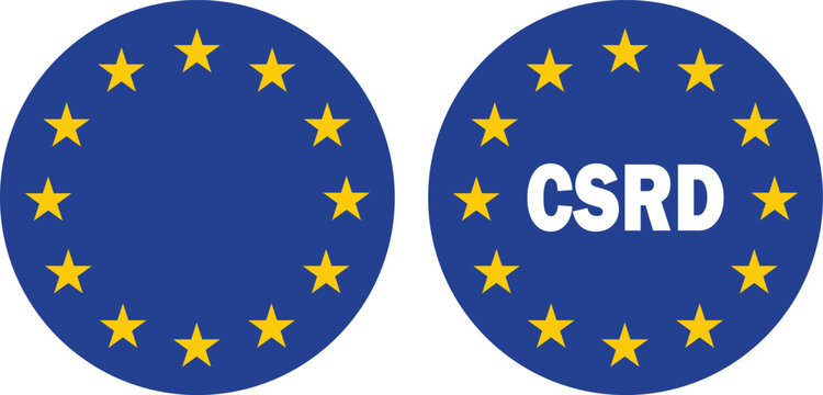 European union csrd circular logo with stars on blue background