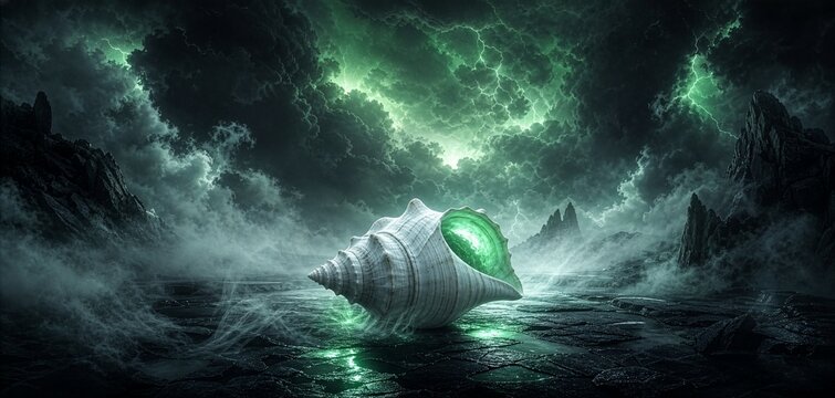 abstract green dark background with magic shell