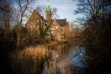 Obraz premium Historic manor house by the river, Hattingen, Germany