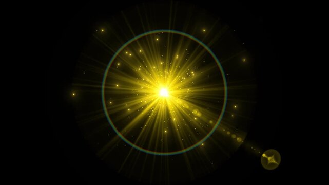 Shining Gold Sunburst Light Rays Loop Animation.