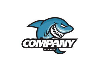 A shark illustration-based logo with e-sport style illustration. Fully editable and ready to use. © Iqbal