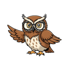 Obraz premium A cartoon owl wearing glasses standing.