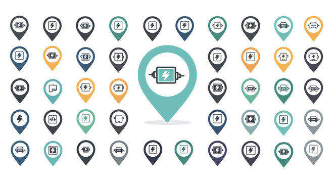 Collection of various location pin icons.