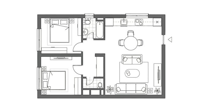 Modern Apartment Floor Plan Layout Design.