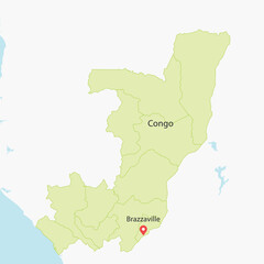 Fototapeta premium Vector graphic artwork suitable for print and web containing flat detailed map of REPUBLIC OF THE CONGO