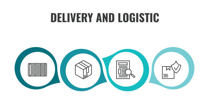 delivery and logistic outline icon set. thin line barcode, parcel, waybill, logistic protection icons. editable vector