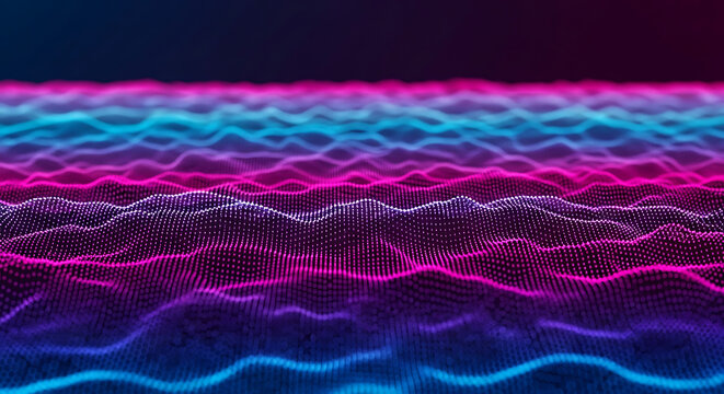 Abstract digital waves background with neon pink and blue glowing particles abstract particles background technology internet futuristic