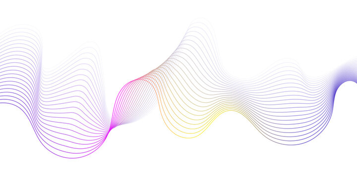 Abstract background with lines and waves. Medium banner size. Element for design isolated on white. Vector background for brochure, booklet, flyer, poster. Colorful gradient. 