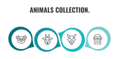 animals collection. outline icon set. thin line panda bear, goat, camel, medusa icons. editable vector © Farahim