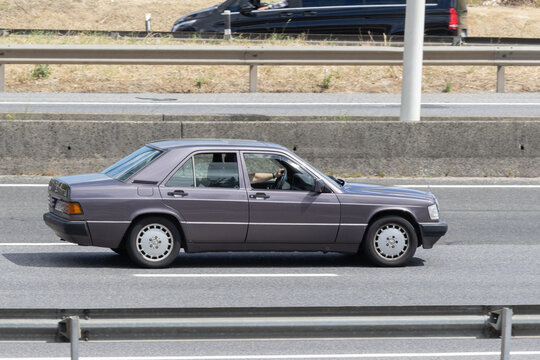 Mercedes-benz 190 w201 classic car driving on highway