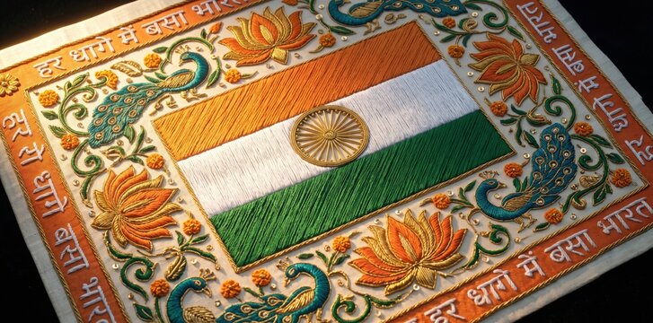 Zardozi Tricolor Embroidery &ndash; Luxury Indian Textile