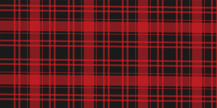 Menzies tartan black red kilt skirt fabric texture seamless pattern.Vector illustration. EPS 10. No transparency. No gradients.