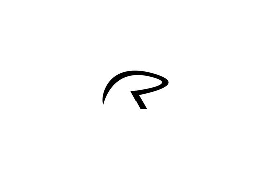 Minimalist Initial Letter R Logo Emblem: Elegant Calligraphy Stroke Vector Swosh Athletic Brand Icon
