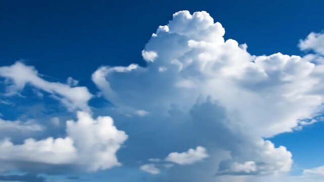Beautiful white cloud formations gracefully moving across a vibrant blue sky on a sunny day