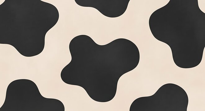 Cow print pattern with black spots on cream background animal print design