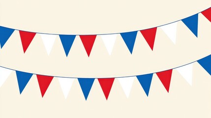 Obraz premium Colorful bunting flags hang in a festive manner during a party or celebration in a bright setting