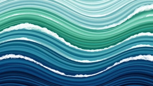 Wavy Lines in Blue and Green Hues.