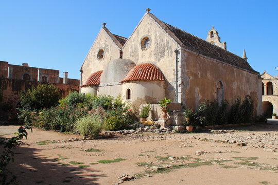 church in an orthodox monastery (arkadi) in crete in greece 