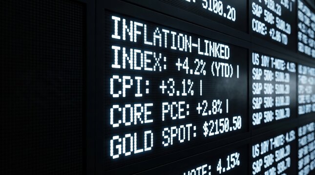 LED financial ticker screen inflation linked index CPI core PCE gold spot