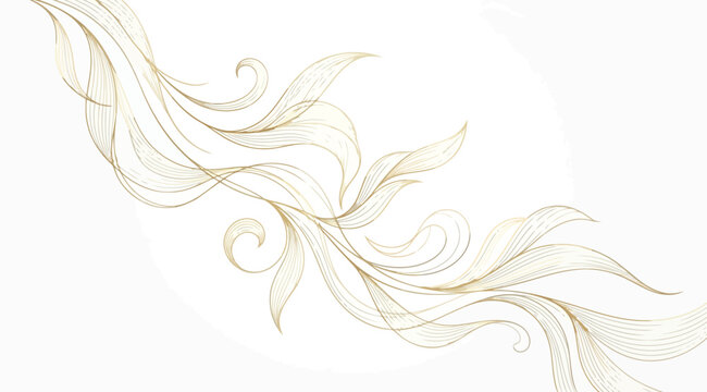 Decorative golden acanthus leaf scroll