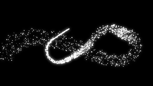 Glittering white dot ball sparkle trail, magic dust particles, fast twinkling shimmer line, fairy wand glow, elegant christmas motion, luxury comet traces, soft bokeh starlight, black background, 4k