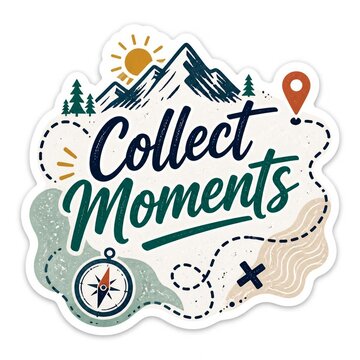 Vibrant vector sticker illustration celebrating the spirit of adventure and the joy of making cherished memories through exploration and discovery in nature