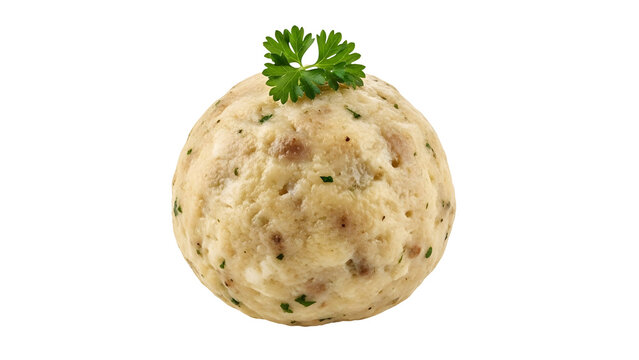 Traditional bread dumpling with fresh parsley garnish as transparent PNG