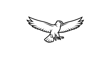 Fototapeta premium Soaring eagle silhouette with wide open wings in monochrome