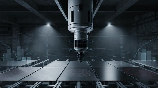Medium shot of a digital twin interface on a desktop screen showing realtime monitoring of a plate fabrication lines efficiency and output optimization